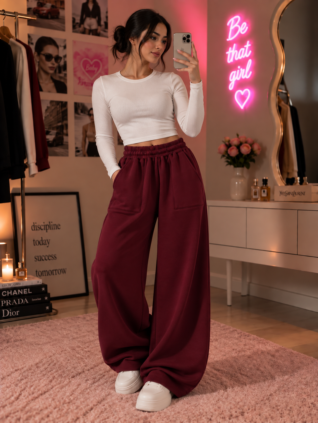 Wideleg pants with pockets