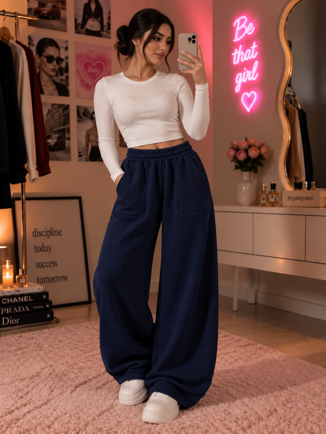 Wideleg pants with pockets