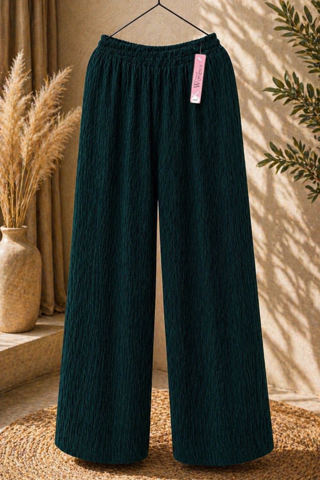Wide leg crinkle pants
